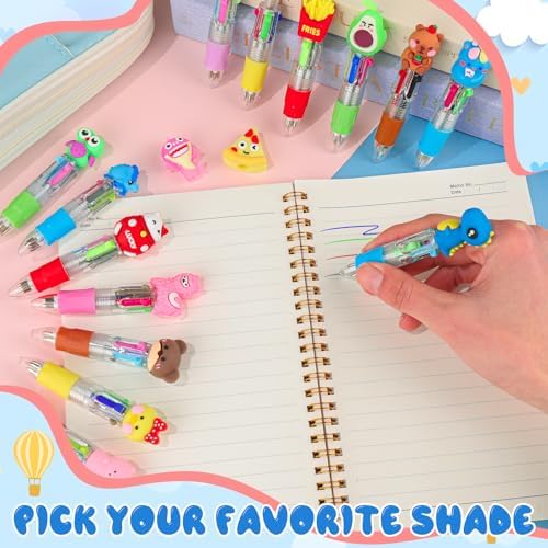 104 Pcs Mini Multicolor Pens in One 4-in-1, Cute Kawaii Ballpoint Pens Bulk with 52 Different Designs, Classroom Rewards, Student Gifts, Party Favors, Back to School Supplies for Kids