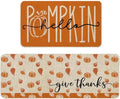Baccessor Fall Kitchen Rugs Set of 2, Pumpkin Kitchen Mats for Floor Low-Profile Autumn Thanksgiving Home Kitchen Decor 17x29 and 17x47 Inch