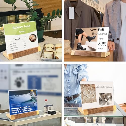 Acrylic Sign Holder 8.5 x 11, L-Shape Horizontal 2 Pack for Tabletop
