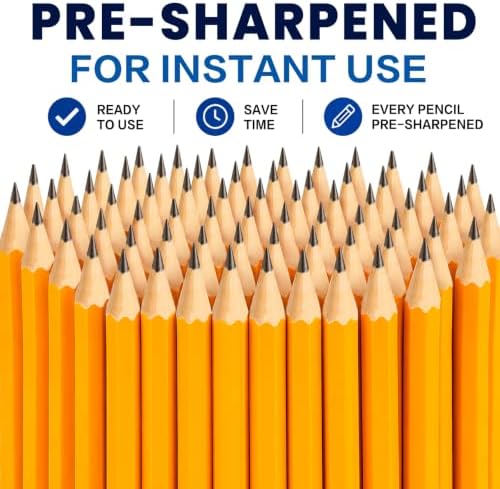 Wood-Cased #2 HB Pencils Bulk Pack 1000 Pencils Pre-Sharpened 24 Sharpeners