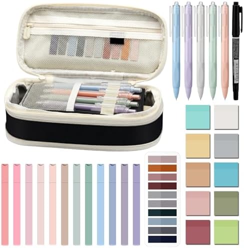 Jutom 39 Pcs Aesthetic Book Annotation Kit,Black,Cute Style