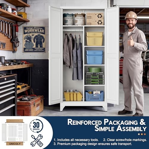 UNICOLY Armoire Wardrobe Closet，71" Metal Wardrobe Cabinet with Door