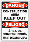 BRIMAR Bilingual Danger Construction Area Keep Out Sign, 10 X 14 Inch