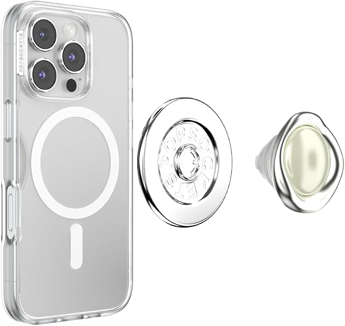 PopSockets Phone Grip for MagSafe, Magnetic Holder- Silver Eye | Removable, For Kindle / Android / iPhone, With Magnet, Pearl, Pretty, Bling, Crystal, Enamel, Designs