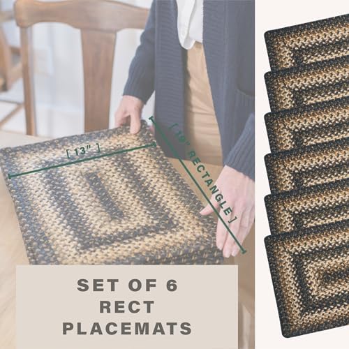 Homespice Kilimanjaro Jute Braided Placemats, Rect 13x19 Set of 6