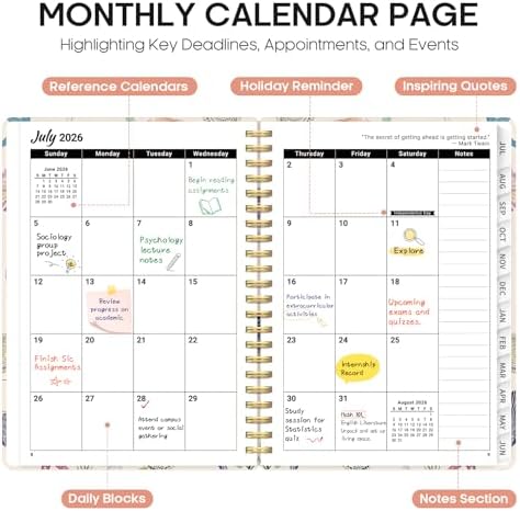 Planner 2026-2027, Monthly & Weekly Jul 2026-Jun 2027 Calendar Planner