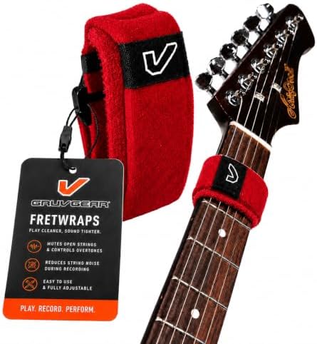 Gruv Gear Fret Wrap & Guitar Mute, Fretwrap for Acoustic, Electric & Bass | String Dampener Recording, Tapping & Practice Accessory (1 Pack, Large Red, Fits 6 String Bass, 8 String Guitar)