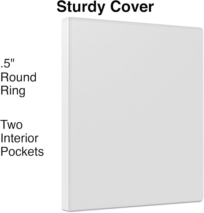 Staples Economy 1/2-inch 3-Ring View Binder, White, 3/Pack