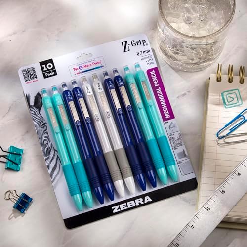 Zebra Pen Z-Grip Mechanical Pencil, 0.7mm #2 HB, Blue Barrels, 10-Pack