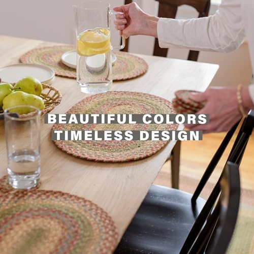 Homespice Azalea Jute Braided Placemats, Rect 13x19 Set of 4