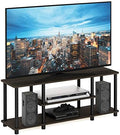 Furinno Turn-N-Tube No Tools 3D 3-Tier Entertainment TV Stand up to 50 inch TV, Round Tubes, Dark Brown / Black | for TV up to 50 Inch, Open Frame Rectangular Entertainment Center with Storage Shelf, TV Console, for Living Room, Bedroom