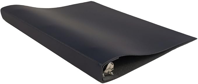 JAM PAPER Italian Leather 0.75 inch Binder - Navy Blue 3 Ring Binder - Sold Individually