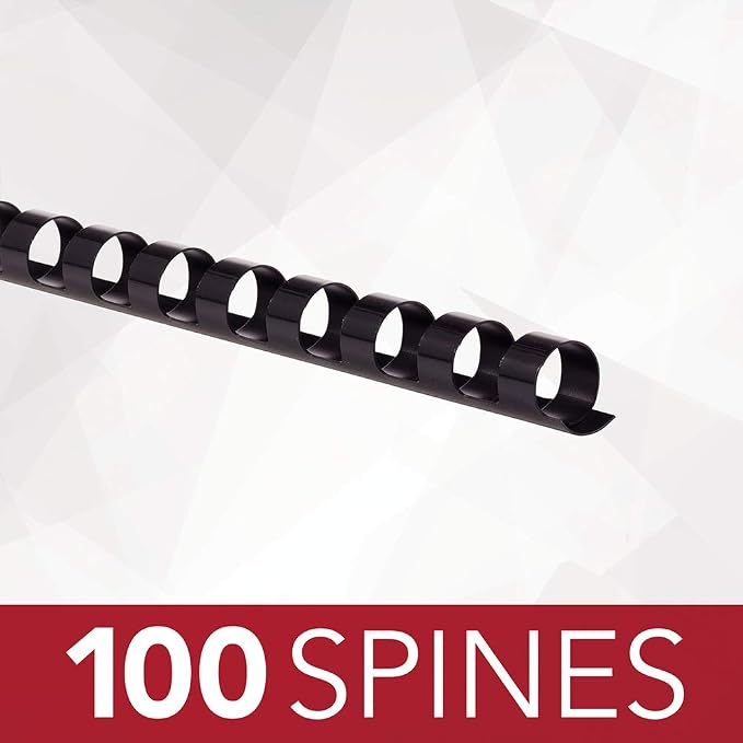 GBC Binding Spines / Spirals / Coils, 3/8" Diameter, 55 Sheet Capacity, CombBind, Black, 100 Pack (4000044)