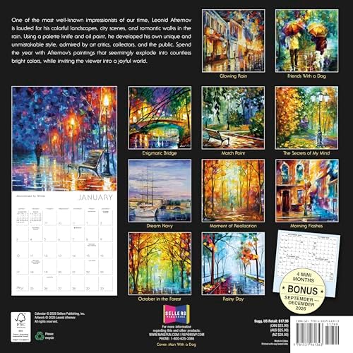 Impressions of Light 2027 Wall Calendar, 16-Month Fine Art Calendar by Leonid Afremov, 12" x 12"
