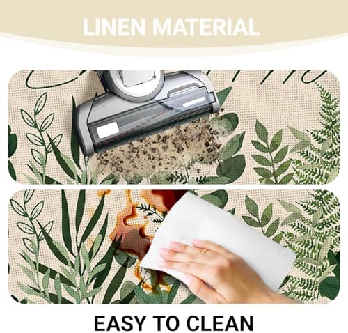 Green Eucalyptus Leaves Botanical Kitchen Rugs Set of 2