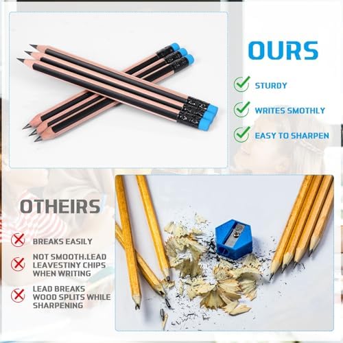 Seajan 48 Pcs 6b Jumbo Pencils, Big, Fat, Thick, Triangular Grip 7 Inch Large Pencils Refill with Eraser for Beginners Office Christmas Gifts(Black)