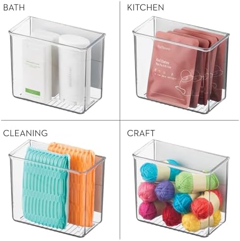 iDesign Magnetic Small Clear Plastic Organizer Bins, 4-Pack
