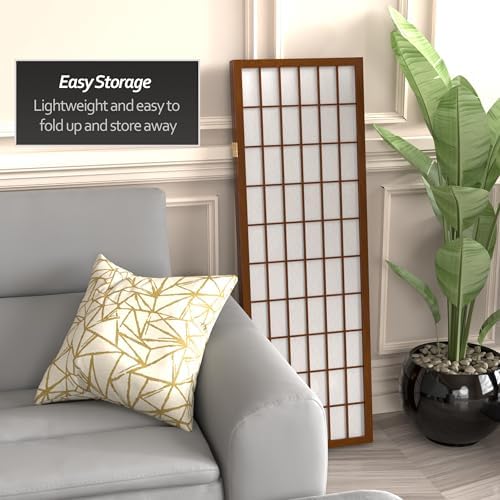 4 ft. Short Window Pane Shoji Screen - Walnut - 3 Panels