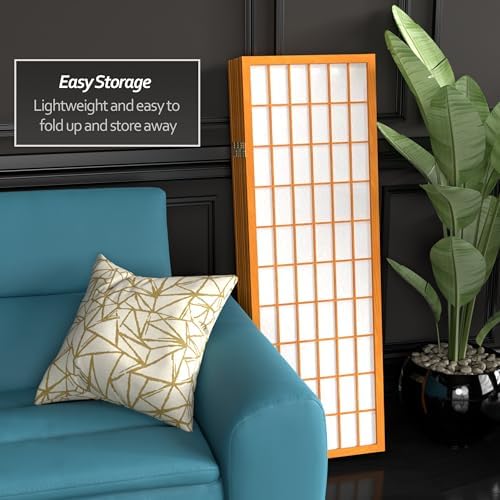Red Lantern 4 ft. Short Window Pane Shoji Screen - Honey - 8 Panels