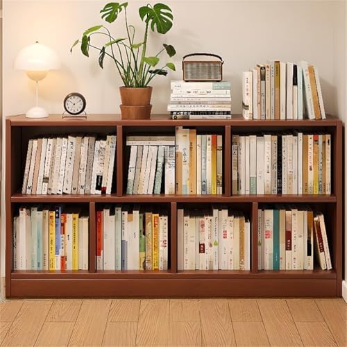 Lumber Organizer Shelf 3/4 Shelves, Lateral Filing or Vertical, Closed Back Floor-standing Bookshelf Rack Bookcase Cabinet Tiered Shelf Grid Storage Unit Dark Walnut 55.1"L x 9.4"W x 31.5"H
