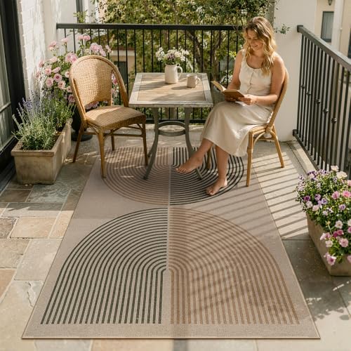 Lahome Modern Rainbow Easy Jute 3x5 Patio Rug, Washable Rugs for Entryway Farmhouse Non Slip Indoor Door Mat, Contemporary Throw Carpet for Entry Mudroom Porch Decor