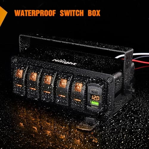 Nilight 5 Gang Rocker Switch Box 12V SPST ON Off Orange LED Waterproof