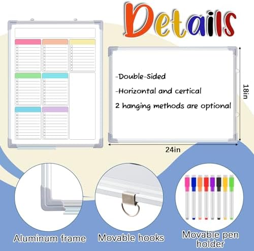 Lincia 24" x 18" Magnetic to Do List Whiteboard, Weekly Planner, Pleochroic