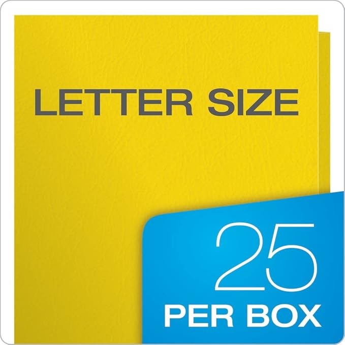 Oxford Twin-Pocket Folders, Textured Paper, Letter Size, Yellow, Holds 100 Sheets, Box of 25 (57509EE) (Pack of 5)