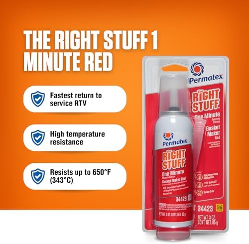 Permatex 34423 Right Stuff 1 Minute Red High Temperature Gasket Maker, 3 oz