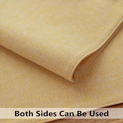 Demetex Yellow Placemats Set of 8 Linen Fabric Placemat Heat Resistant Washable Place Mats for Kitchen Party Dinner, 13x19 inch, Yellow