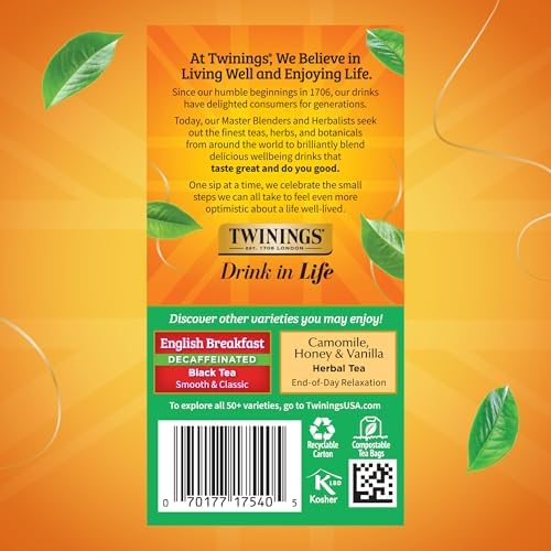 Twinings Decaffeinated Irish Breakfast Black Tea Bags, 20 CT (1 Pack)
