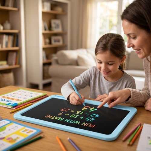 19 Inch LCD Writing Tablet with Split-Screen Partial Erase, Extra Large Drawing Pad with 3 Erase Buttons (Left/Right/Full), Giant Electronic Doodle Board for Kids Adults Home Office (Blue)