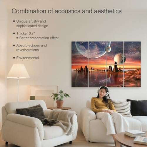 UMIACOUSTICS 8 Pcs 0.7Inch Thick Art Acoustic Panels Twice Thicker to other 0.35 Inch,Total 47.2” x 31.5” Decorative Acoustical Wall Panels for Home, Office, Hotel, Stars Shine-Brightly