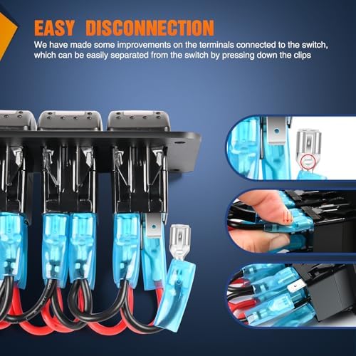 Nilight 3 Gang Rocker Switch Panel with PD Type C and USB Charger Voltmeter