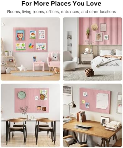 48" x 36" Large Cork Bulletin Board Tiles, Peel and Stick Felt Wall Panels for Vision, Message Center, Picture and Prayer Board for Office, Dorm, Room and Desk Decor(Pink)