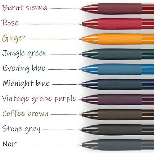 ARTEZA Gel Pens Colored Set of 10, Unique Vintage Colors, Retractable Pens Assorted Colors