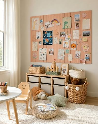 Aothia 12-Pack Felt Bulletin Board Tiles 48"x36", Modular Pin Board for Notes, Photos & Mood Boards, Cork Board Alternative for Smooth Walls, 0.35" Thick, 70 Adhesive Tabs & 40 Pins, Pink