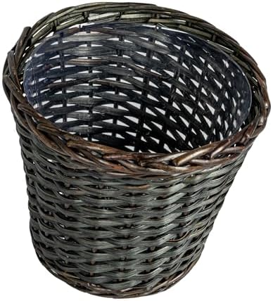 Household Essentials Handwoven Willow Waste Basket with Plastic Liner, Brown