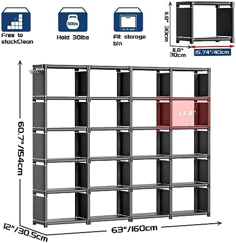 Mavivegue Book Shelf, 20 Cube Storage Organizer, DIY Bookcase, Metal Cube Bookshelf,Tall Book case for Bedroom, Living Room,Office,Closet Storage Organizer, Black Cubicle Storage Rack