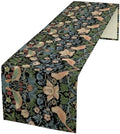 Vintage William Morris Floral Table Runner, Flowers Blue Botanical Printed Table Runner for Home Kitchen Dining Table Decoration,13x70 Inch