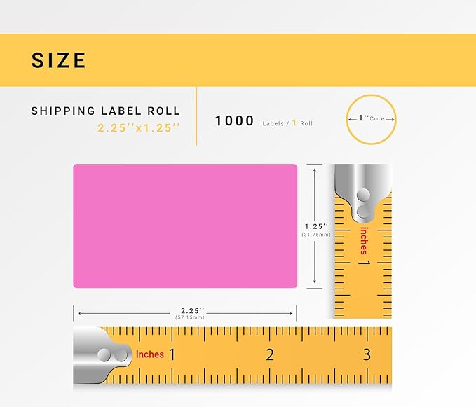 HOUSELABELS 2.25" x 1.25" Pink Address Labels on 1" Core Compatible with Zebra and Rollo Printers, 10 Rolls / 1,000 Labels per Roll