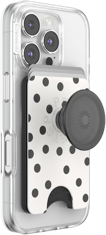PopSockets Phone Wallet for MagSafe with Grip- Spotlight Dots | PopWallet, Holds 3 Cards, Magnetic, Removable, Secure, Phone, Women, Electronic Accessories, For iPad/Kindle/iPhone/Android