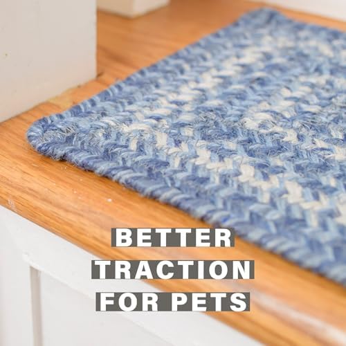 Homespice Denim Jute Braided Stair Treads, Oval 8x28 Set of 13