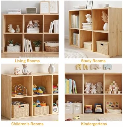 Solid Wood Horizontal Bookshelf,Cubby Storage Organizer,Vertical or Horizontal Bookcase,Hallway TV Stand,for Books, Photo Albums, Plants & Daily Necessities(23.6"-4Cube)