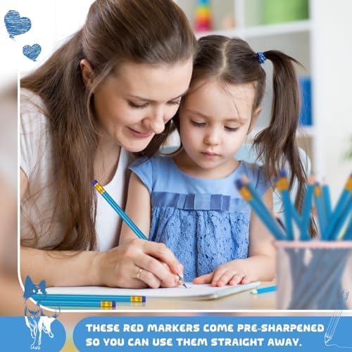 Sivak 100 Pack Checking Pencils with Eraser Erasable Colored Pencils Presharpened Checking Correcting Pencils Grading Pencils for Drawing Art Checking Map Coloring Tests Grading Tests (Blue)