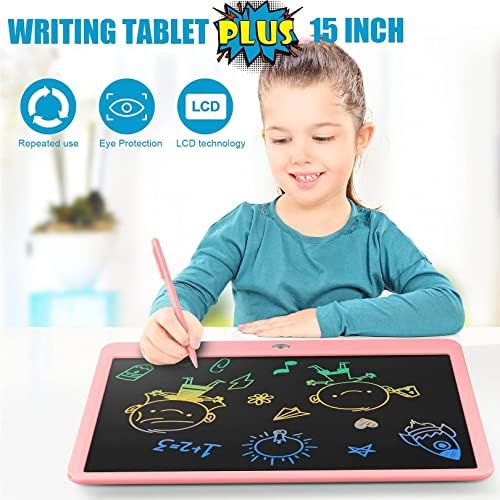 TEKFUN Girls Gifts LCD Writing Tablet 10in + 15in Set, Suitable for All Age Groups, Colorful Doodle Board Writing Pad, Christmas Toys for 3 4 5 6 7 Year Old Kids Toys Teen Girl Gifts