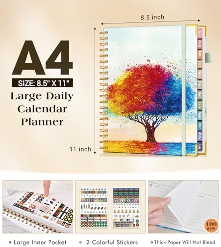 Academic Planner 2026-2027, Hardcover Weekly and Monthly Calendar Planner from July 2026 - June 2027, 8.5" x 11" A4 Large Daily Agenda with Tabs, College School Organizer for Student Teacher, The Tree of Life in Oils