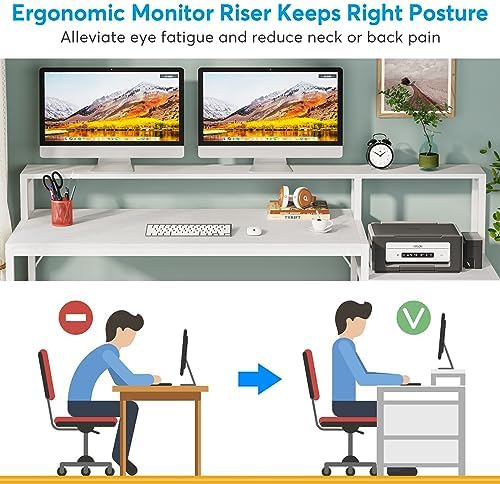 Tribesigns 63 Inch Computer Desk with File Drawer Cabinet, Ergonomic Desk