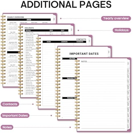Taja Planner 2026-2027, 6.3" x 8.5" Calendar Planner, Jul 2026-Jun 2027 | A5 Hardcover Weekly & Monthly Academic Year Planner, Large Planning Agenda With Tabs, School & Office Supplies, Purple