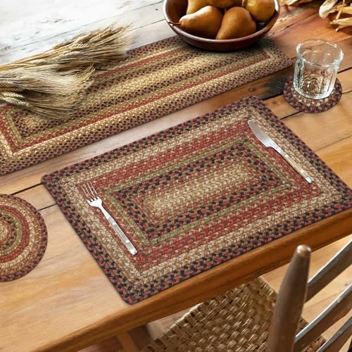 Homespice Gingerbread Braided Coasters for Country Decor, Round 4" Set of 6